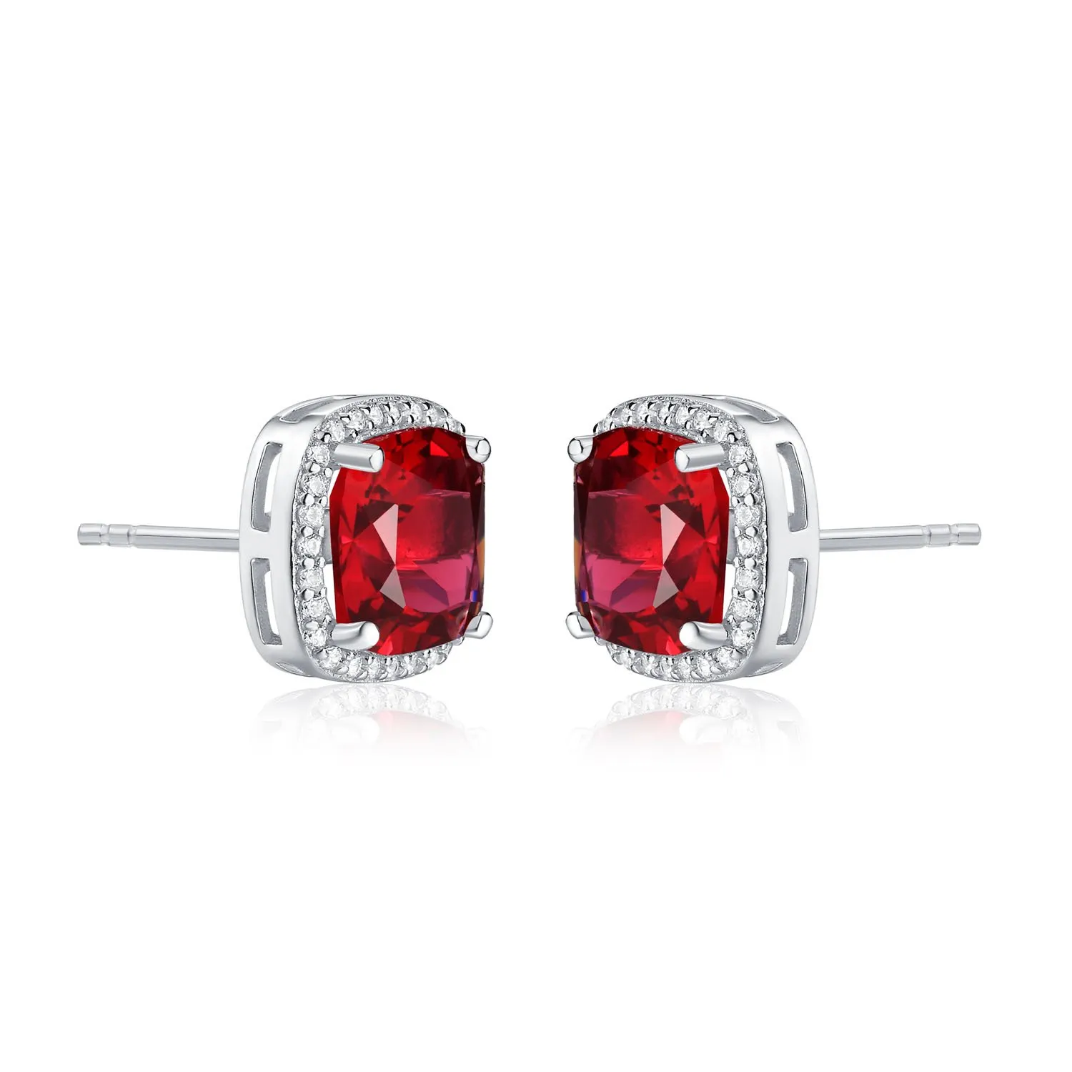 Diamond Treats Orecchini Taglio Cuscino Argento 925 Rosso-Argento