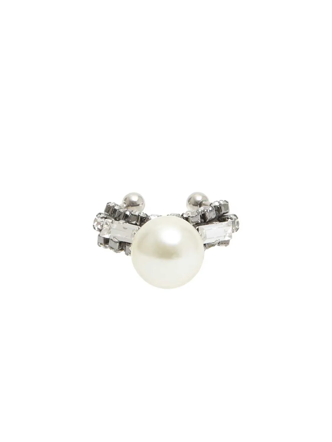 Rada anello perla centrale silver strass