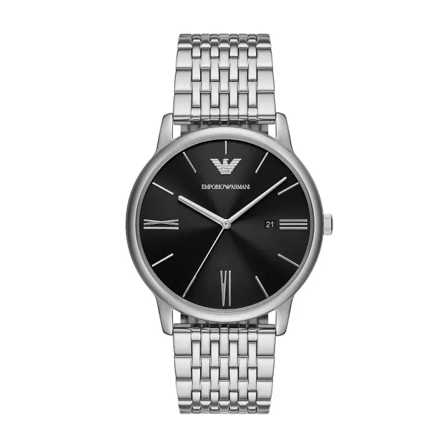 Emporio Armani orologio uomo argento e nero jet