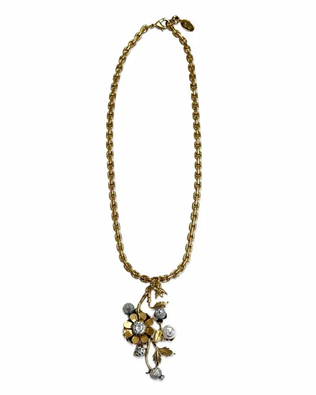 Rada Collana Ramo Fiorito Gioiello collana cristallo oro antico
