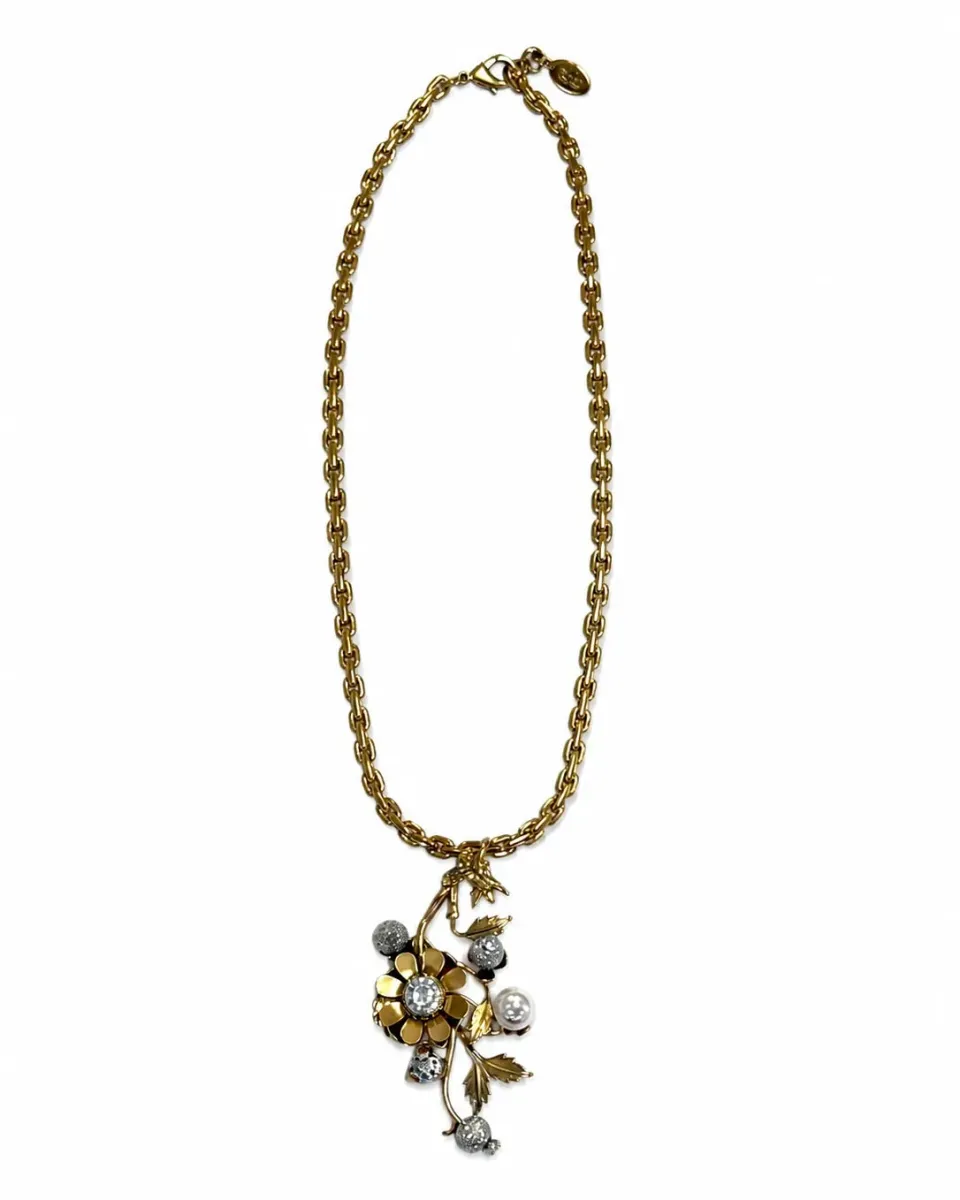Rada Collana Ramo Fiorito Gioiello collana cristallo oro antico