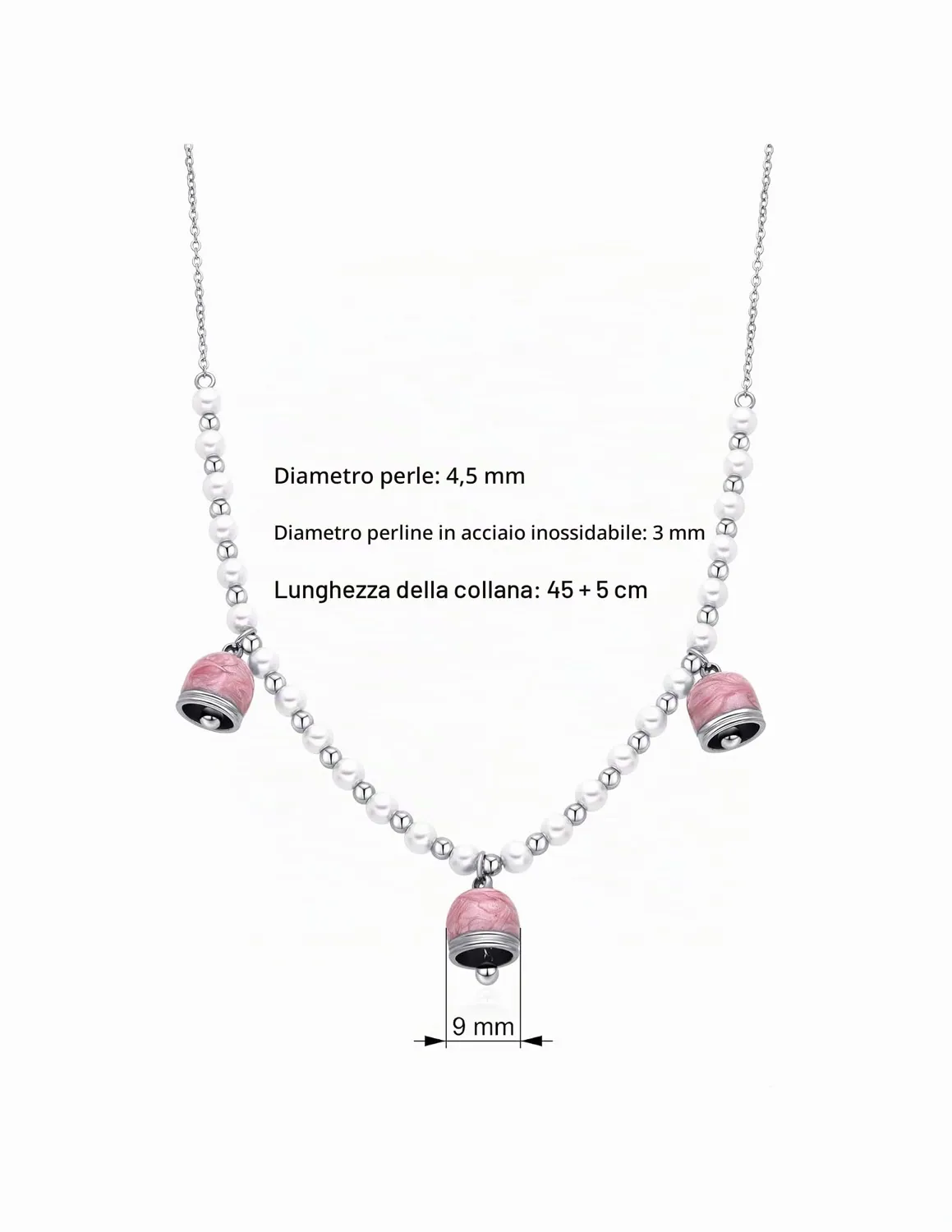 Dada Gioielli Collana Perle Maiorca Campanelle Capri Rosa