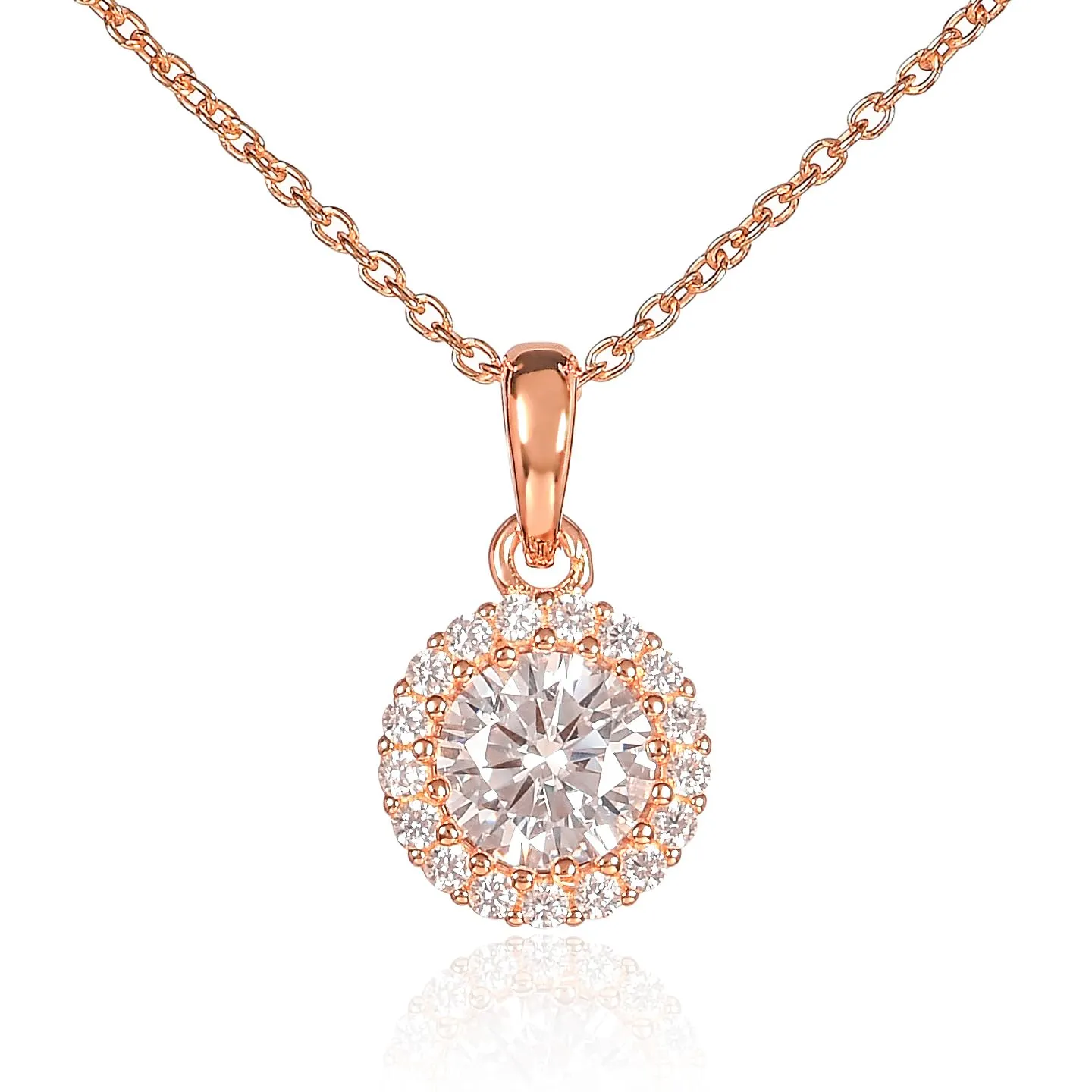Diamond Treats Collana Argento 925 Halo Zirconia Rossa