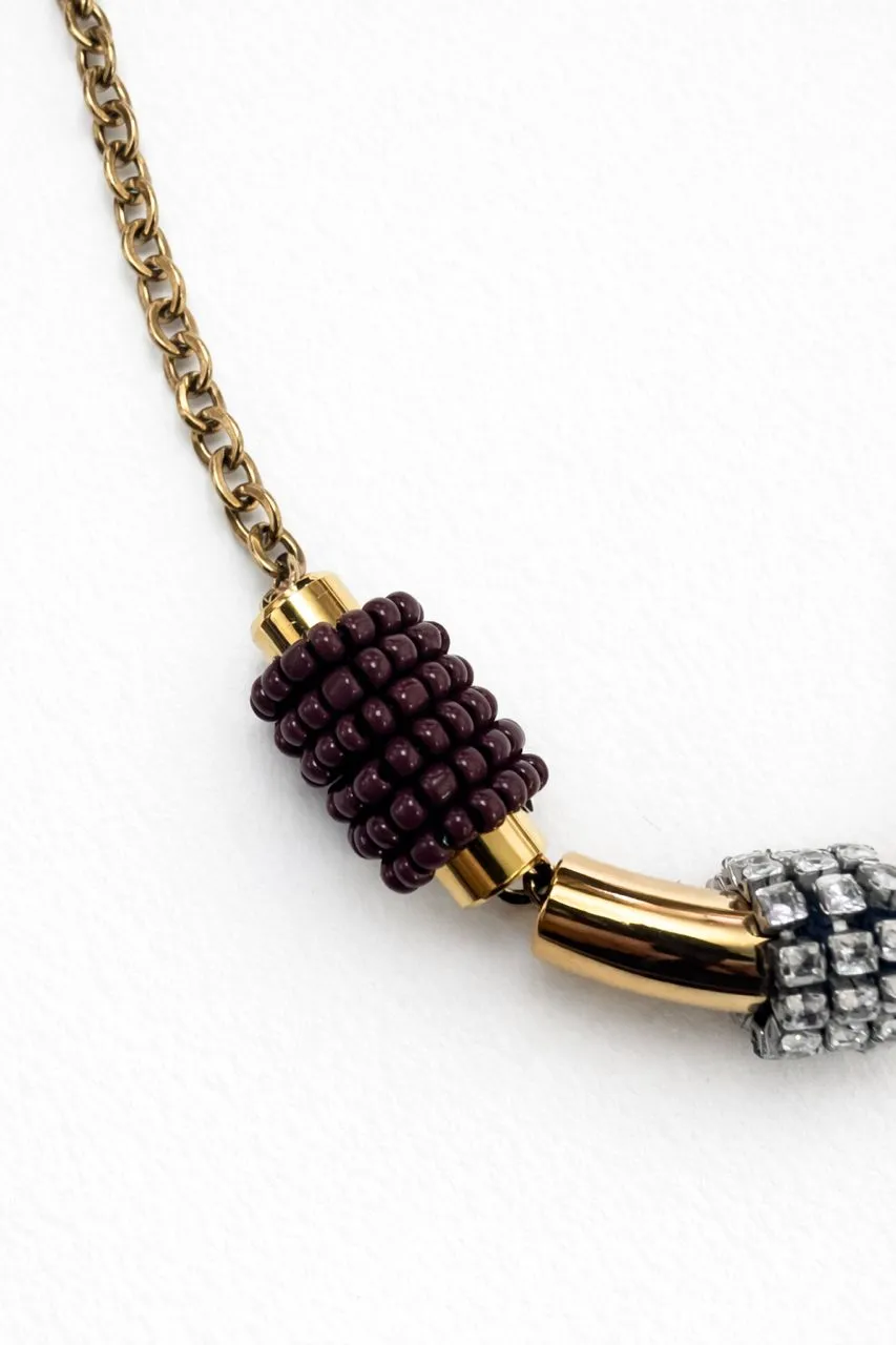 Rada Collana con decoro di perline e strass dorata