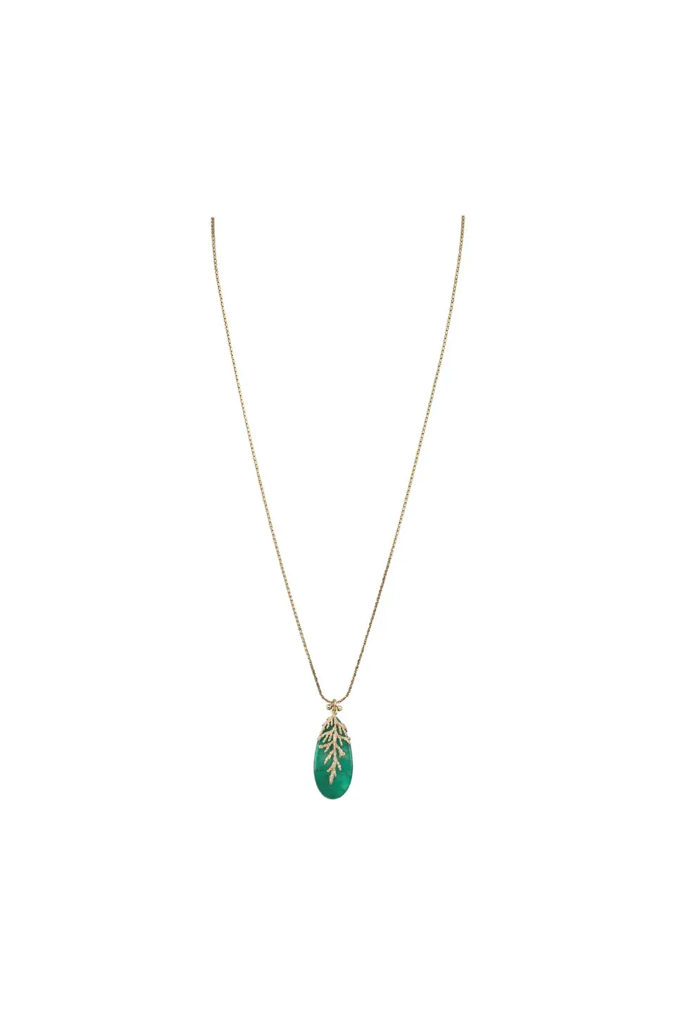 House of Tuhina Leaf Stone collana lunga verde foglia