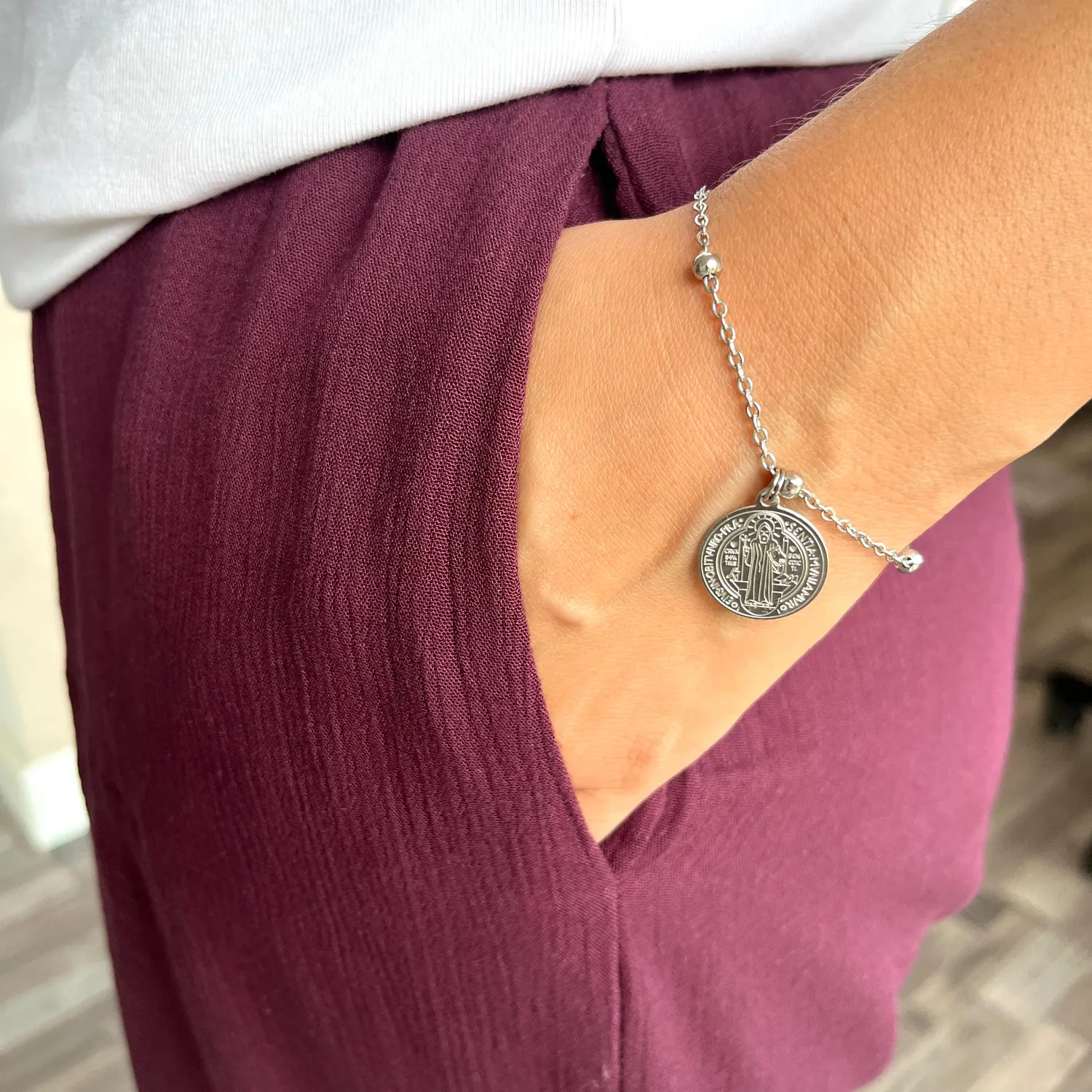 Ornamenta Fides et Protectio bracciale acciaio 17,4-24 cm