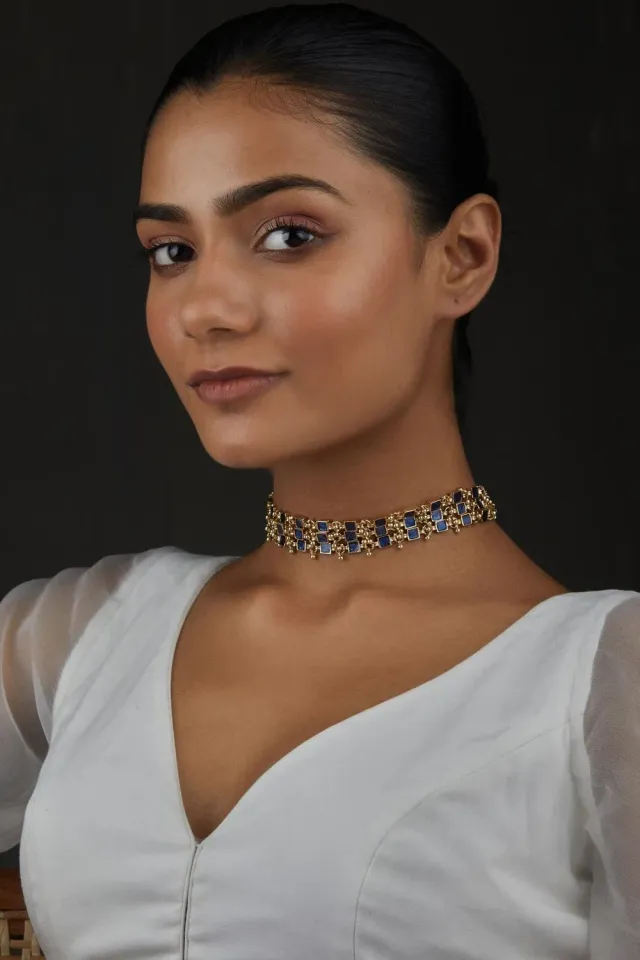 House of Tuhina Enamel Waterfall collana choker smaltata