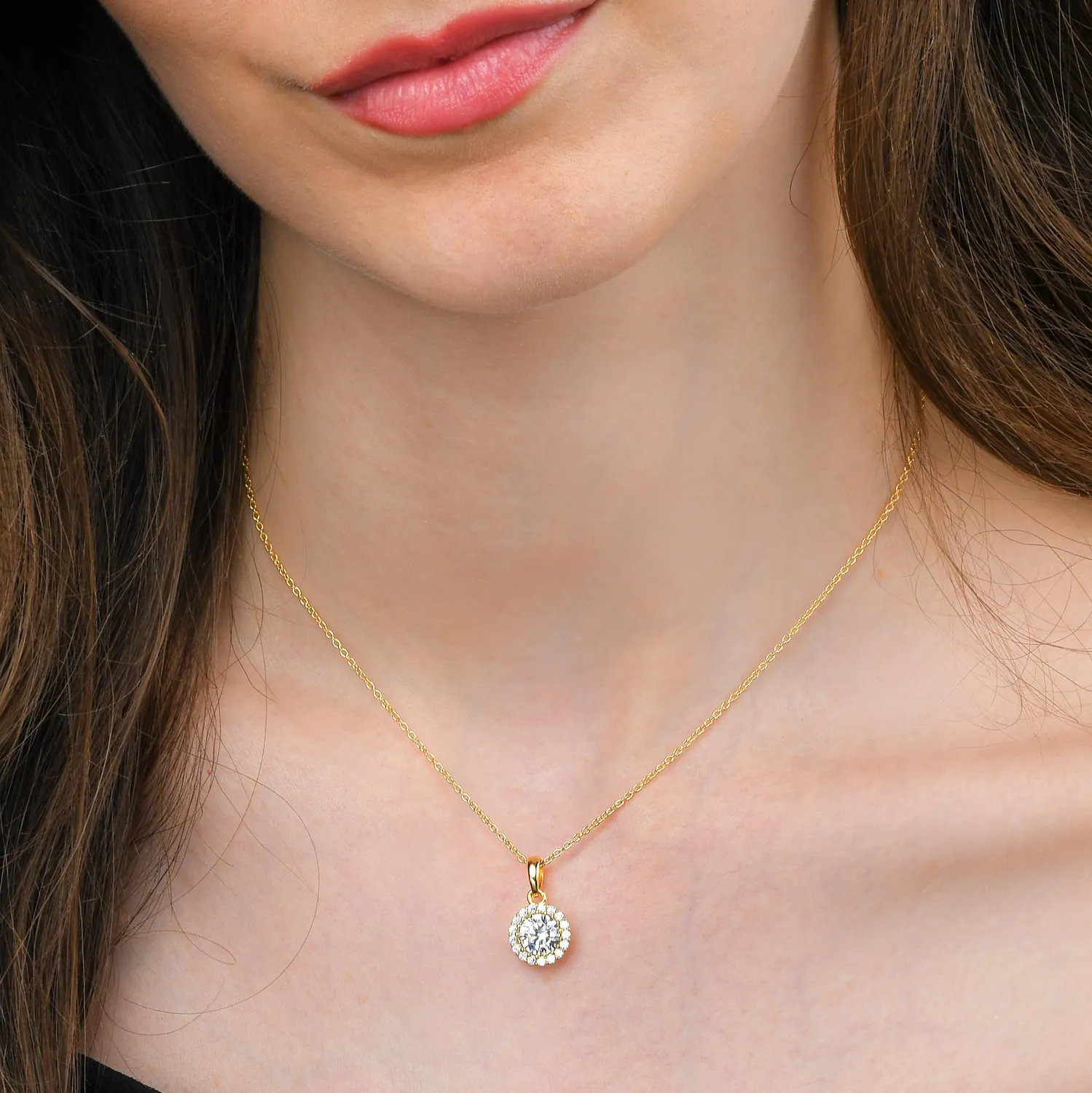 Diamond Treats collana oro halo zirconia argento 925