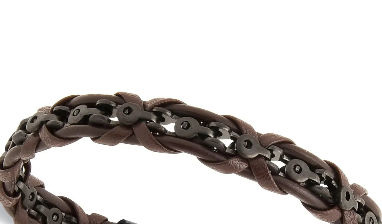 Dada Gioielli bracciale uomo pelle marrone 21,5+1 cm