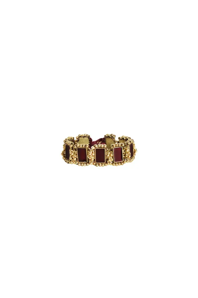 House of Tuhina Trajva Mandira Bracciale Bordeaux Tessuto