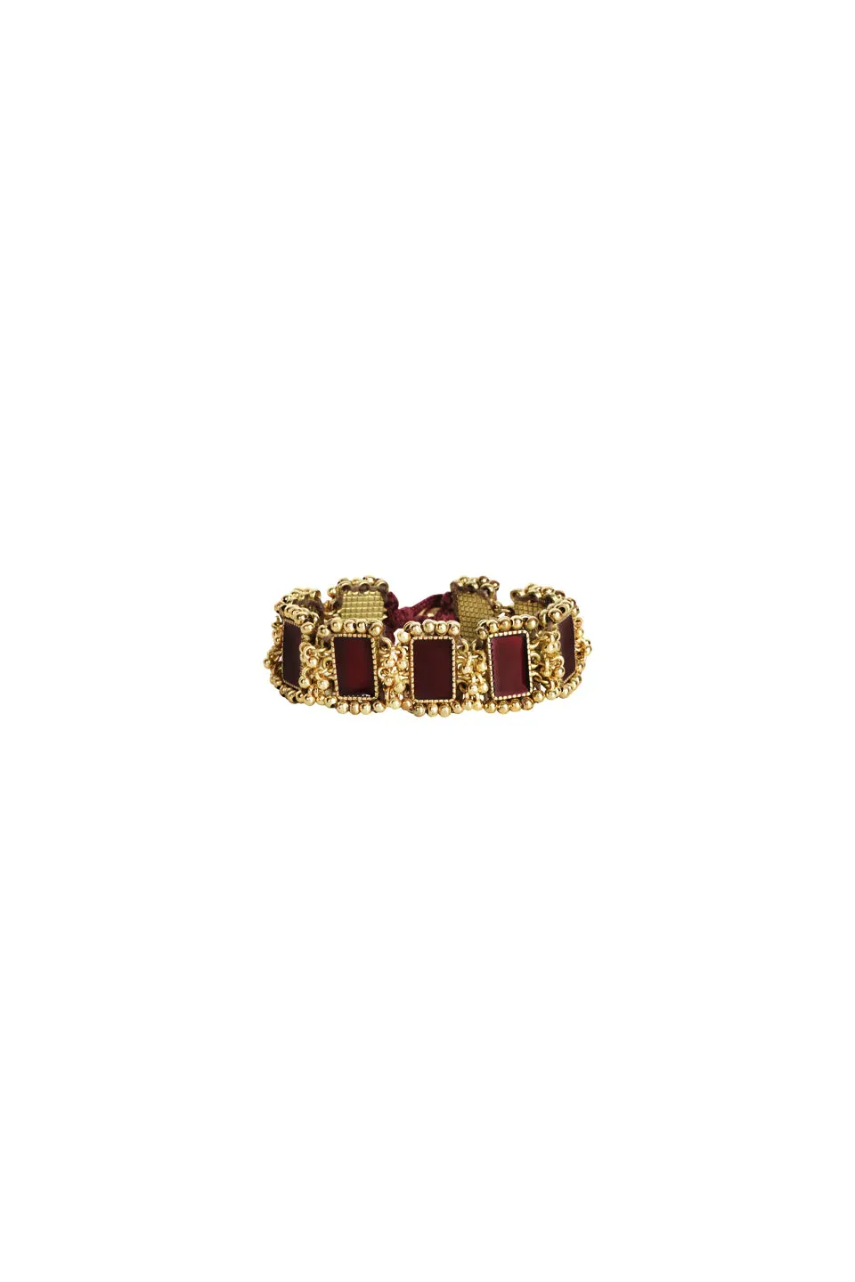 House of Tuhina Trajva Mandira Bracciale Bordeaux Tessuto