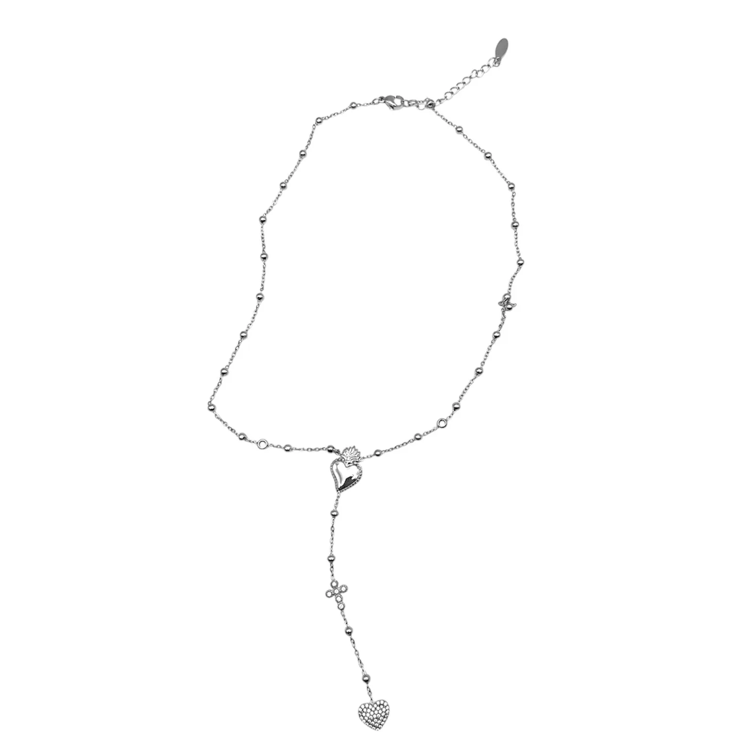 Ornamenta Sacro Cuore collana rosario acciaio silver