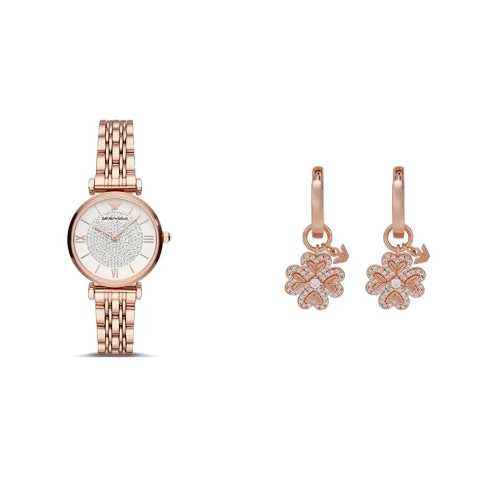 Emporio Armani set orologio donna oro rosa con orecchini
