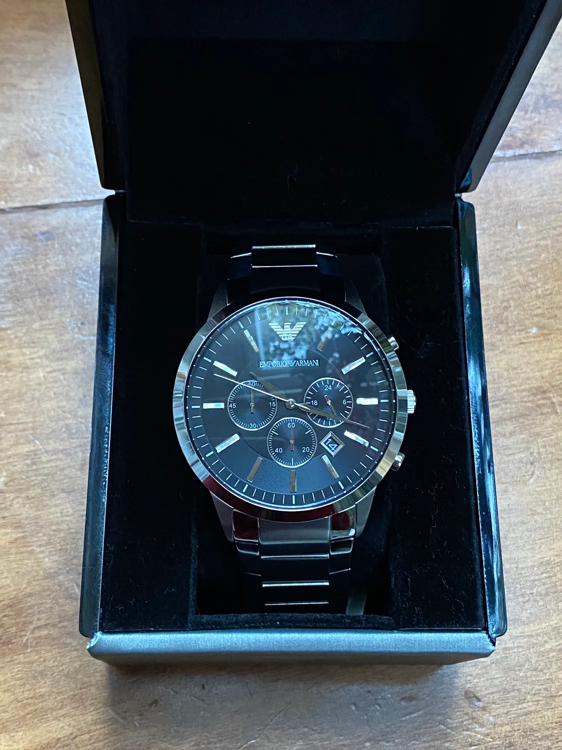 Emporio Armani orologio cronografo uomo argento nero
