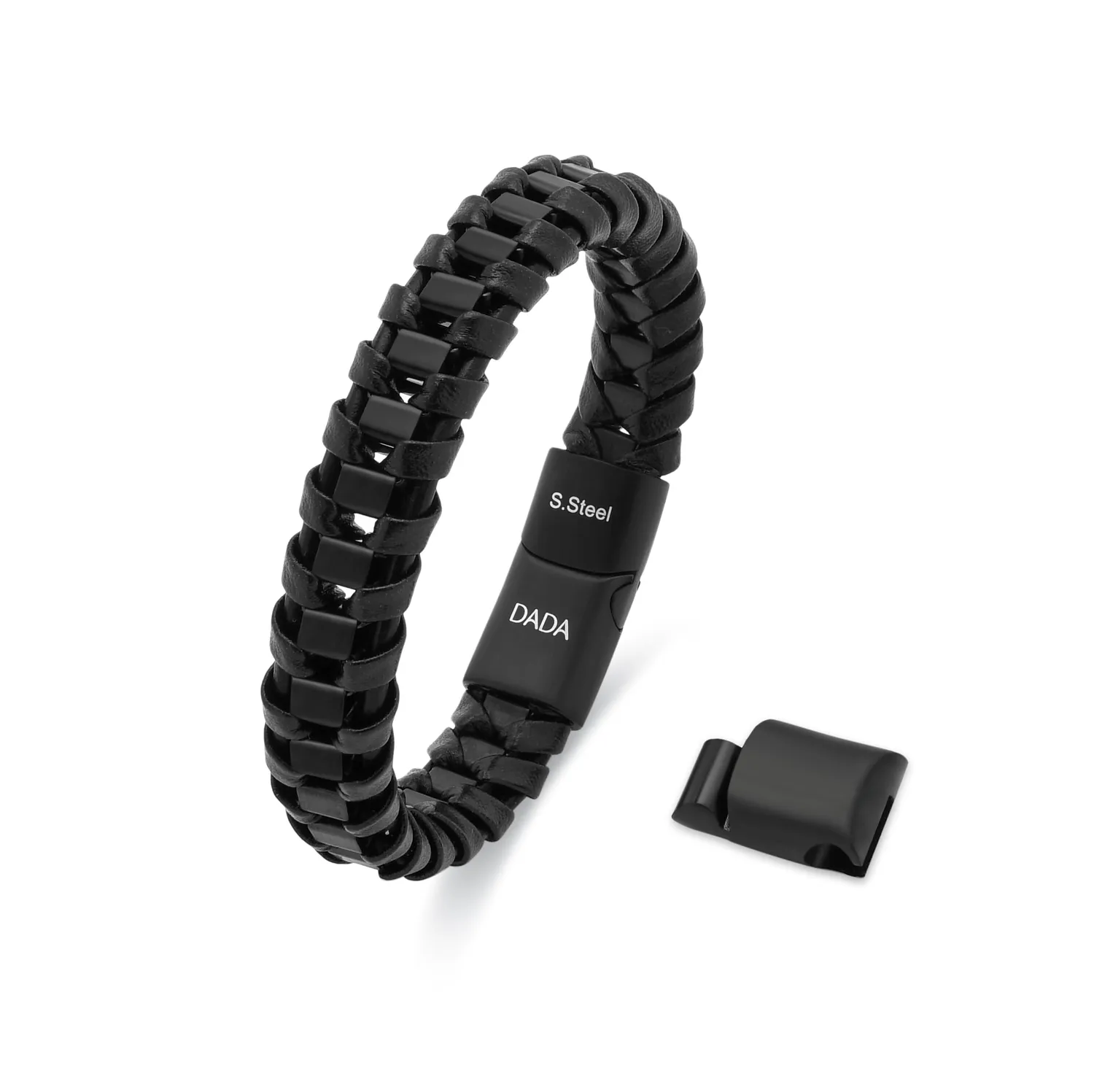 Dada Gioielli bracciale uomo pelle nero acciaio