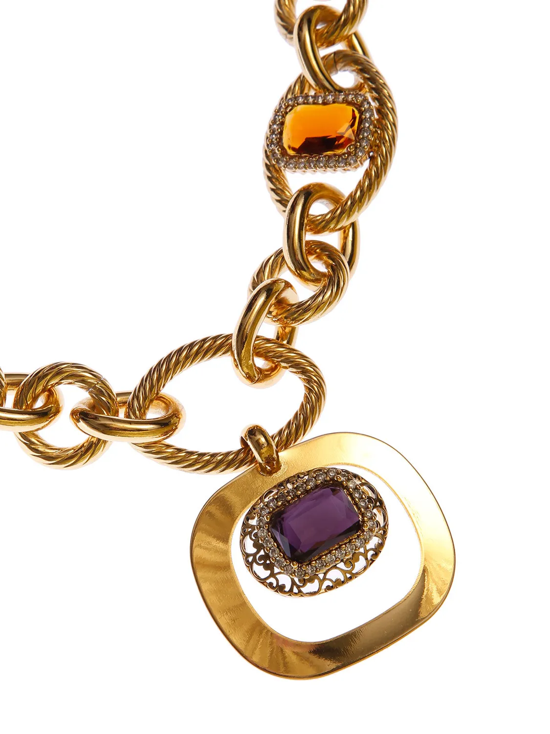 Rada Catena e Pietre Colorate collana oro geometrica