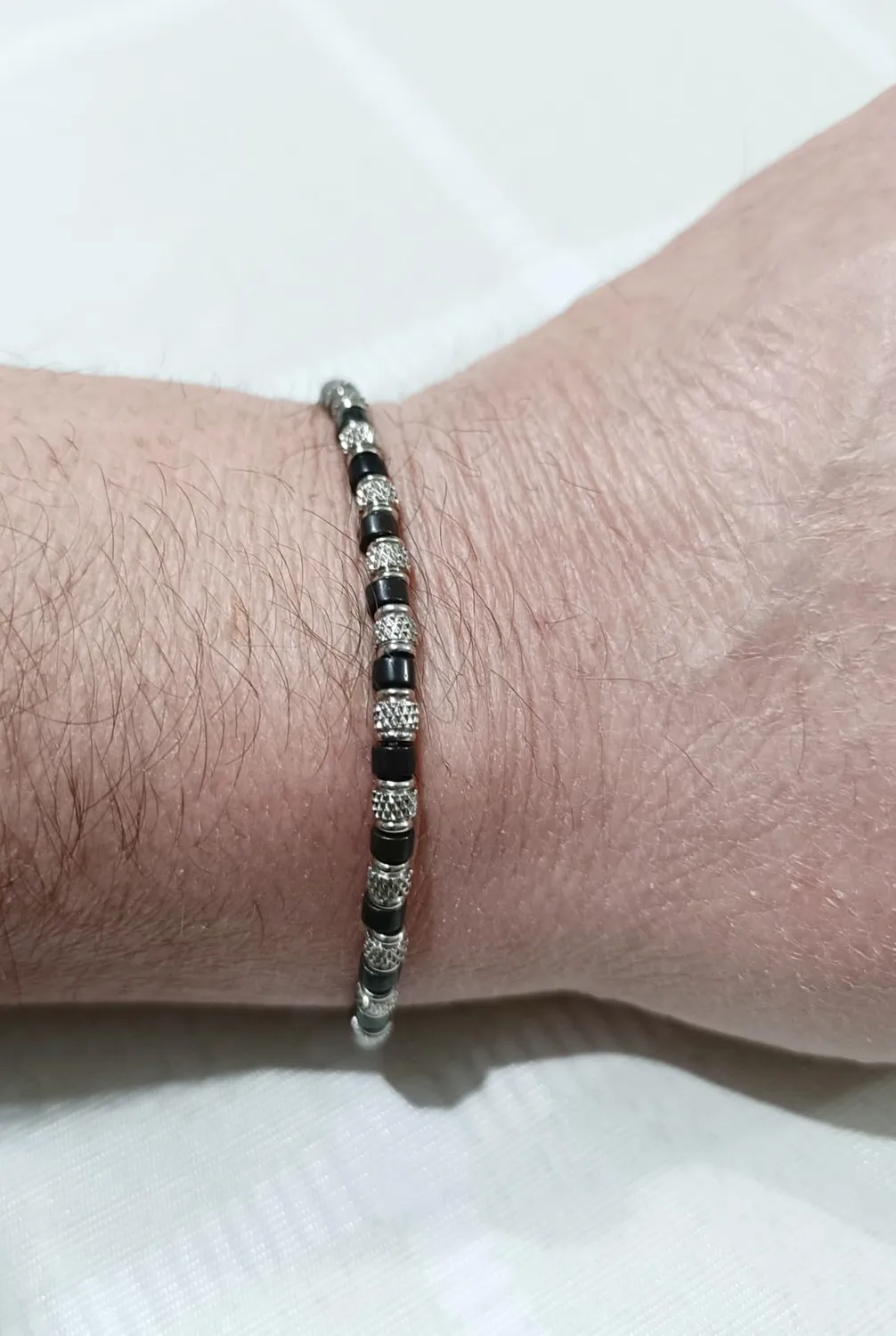 Dada Gioielli Bracciale Uomo Onice Nero Pietre Naturali Acciaio