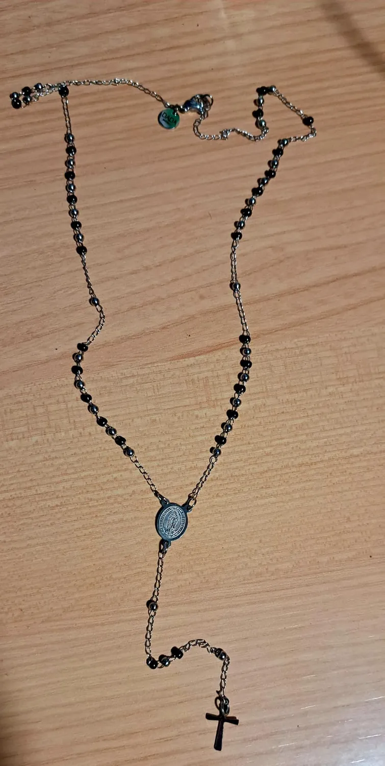 Dada Gioielli Collana Rosario Acciaio Argento e Nero