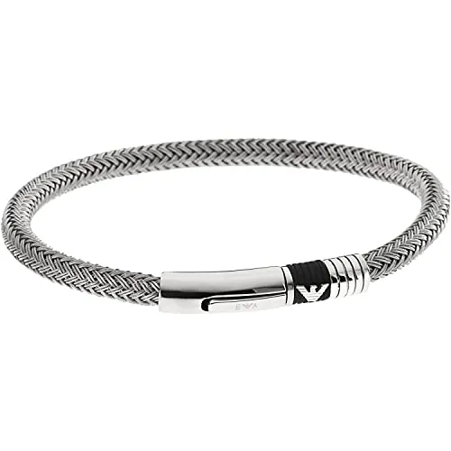 Emporio Armani set orologio uomo pelle con bracciale argento