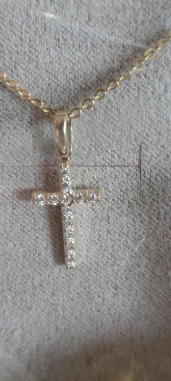 Diamond Treats collana croce oro giallo 9kt 50,8 cm zirconia