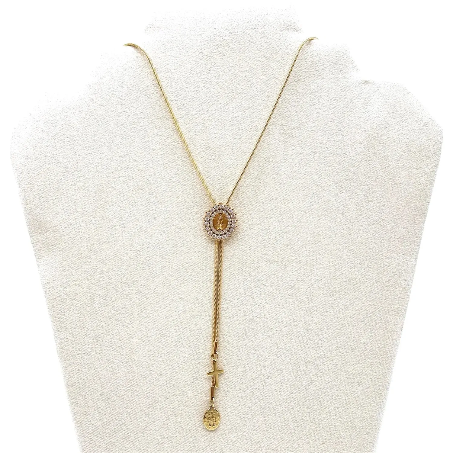 Ornamenta Medaglia Miracolosa scorrevole collana gold zirconi