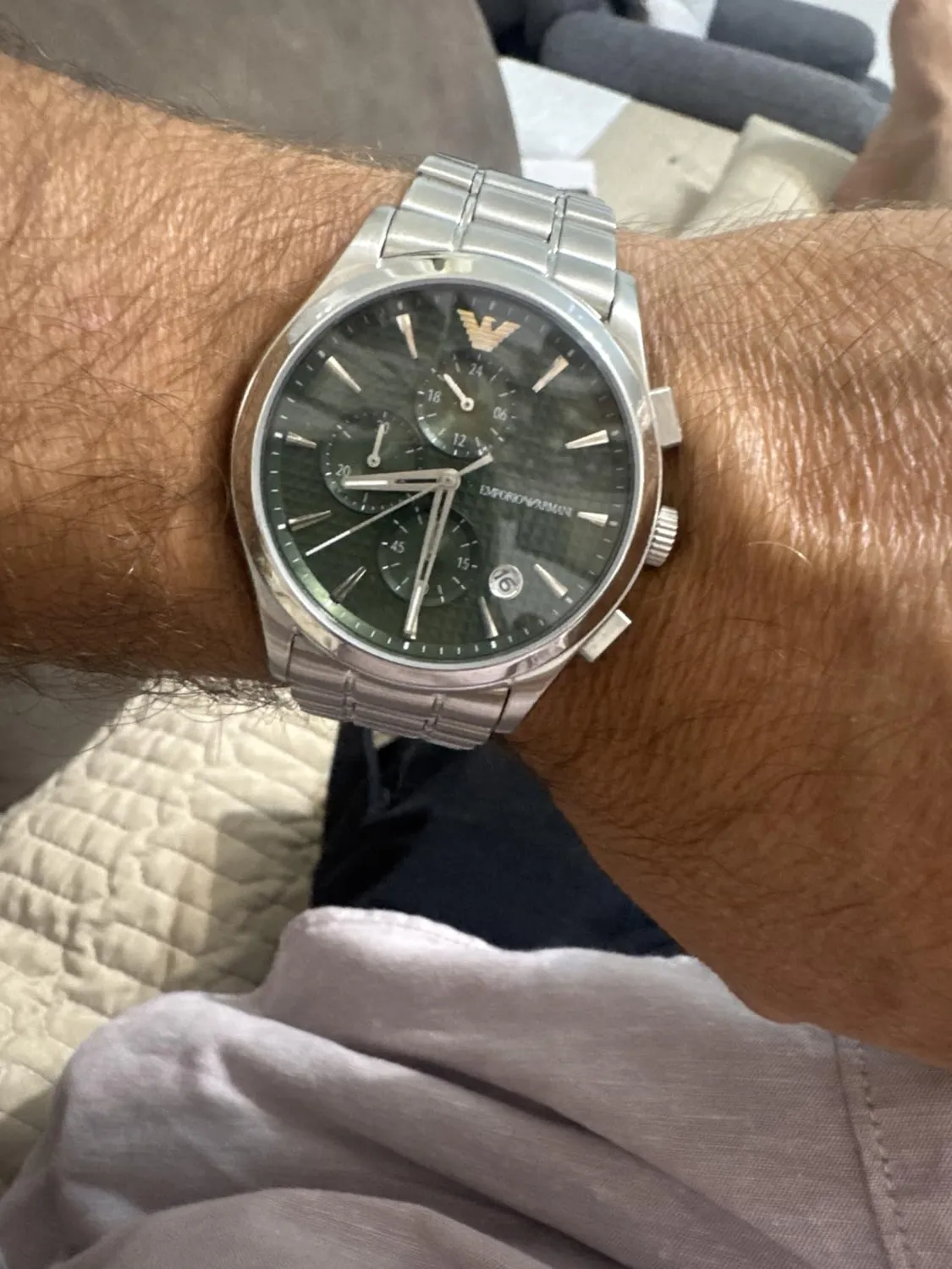 Emporio Armani Orologio Uomo Argento e Verde