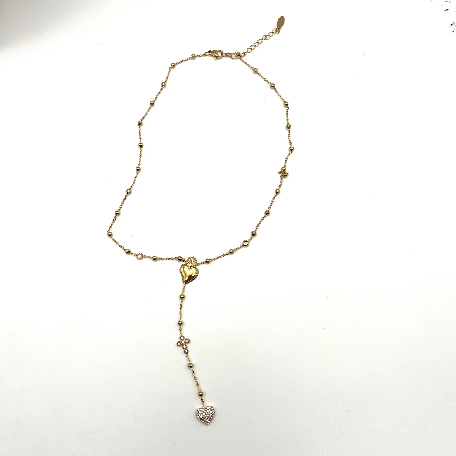 Ornamenta Sacro Cuore collana rosario acciaio oro