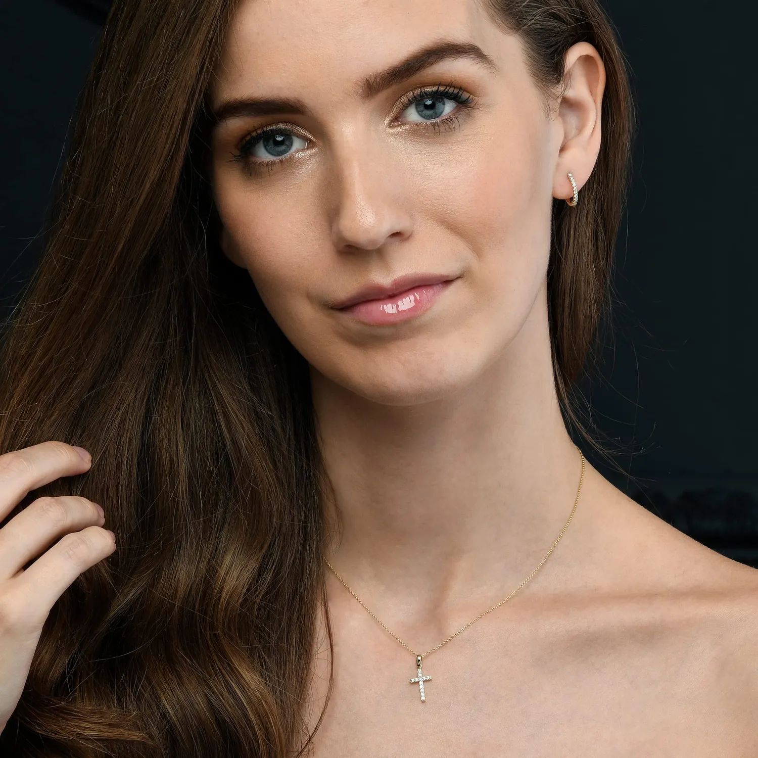 Diamond Treats collana croce oro giallo 9kt 50,8 cm zirconia