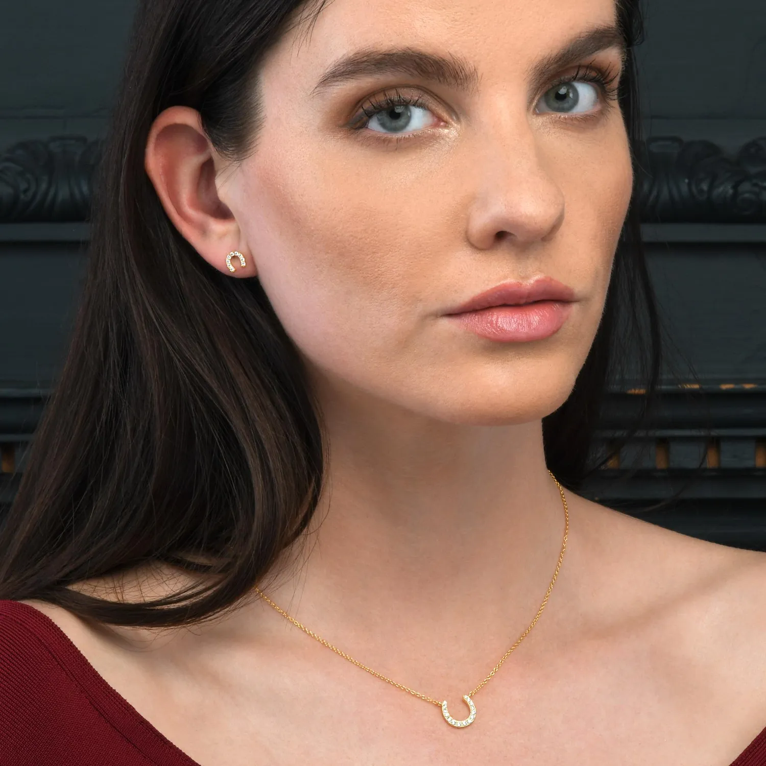 Diamond Treats Orecchini Ferro Cavallo Oro Zirconi Argento