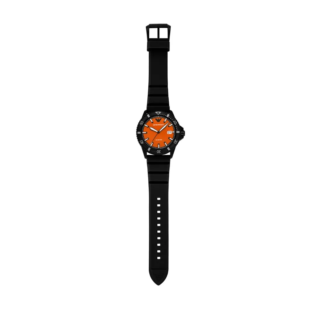 Emporio Armani orologio uomo nero e arancione