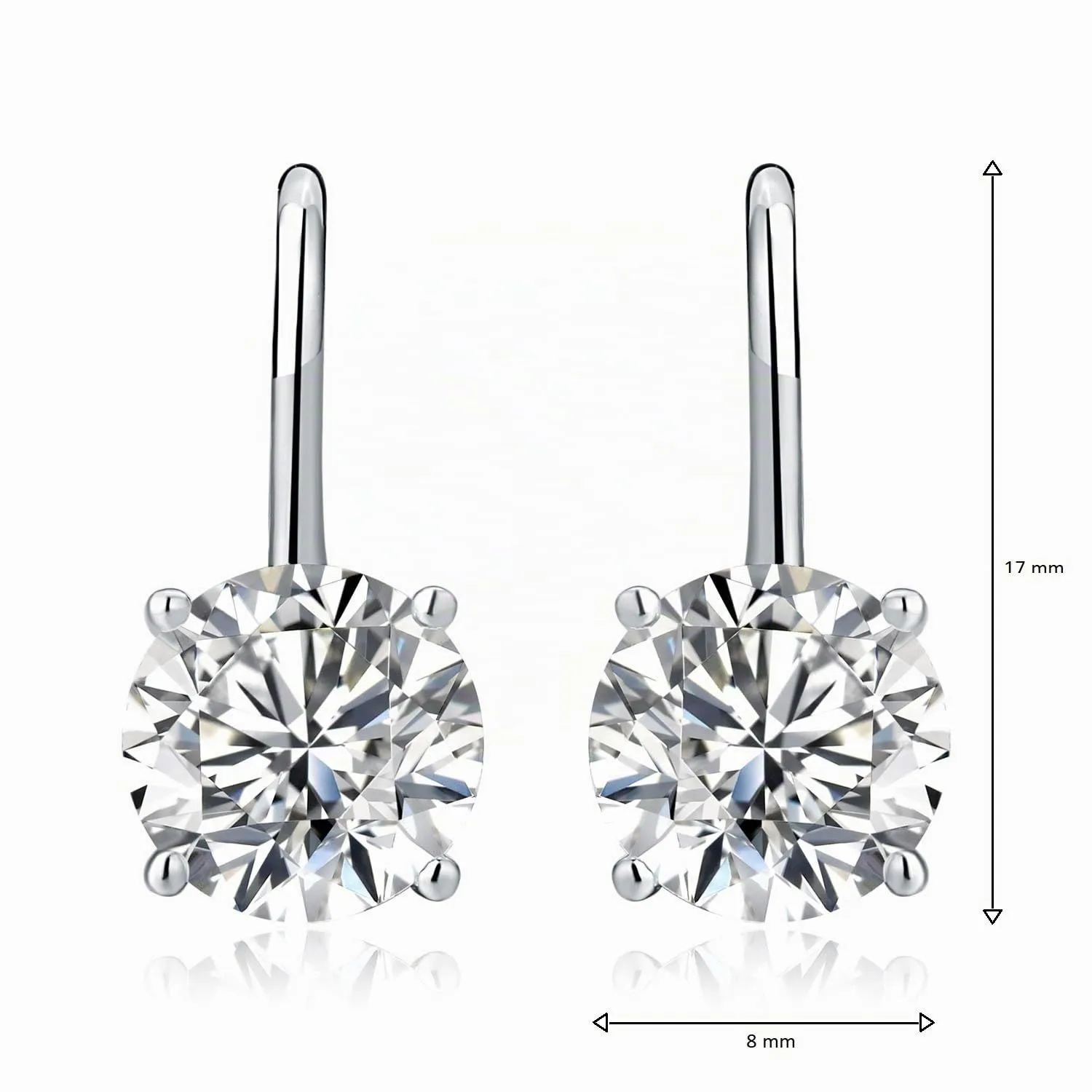 Diamond Treats Orecchini Pendenti Punto Luce Argento Zirconia 8 mm