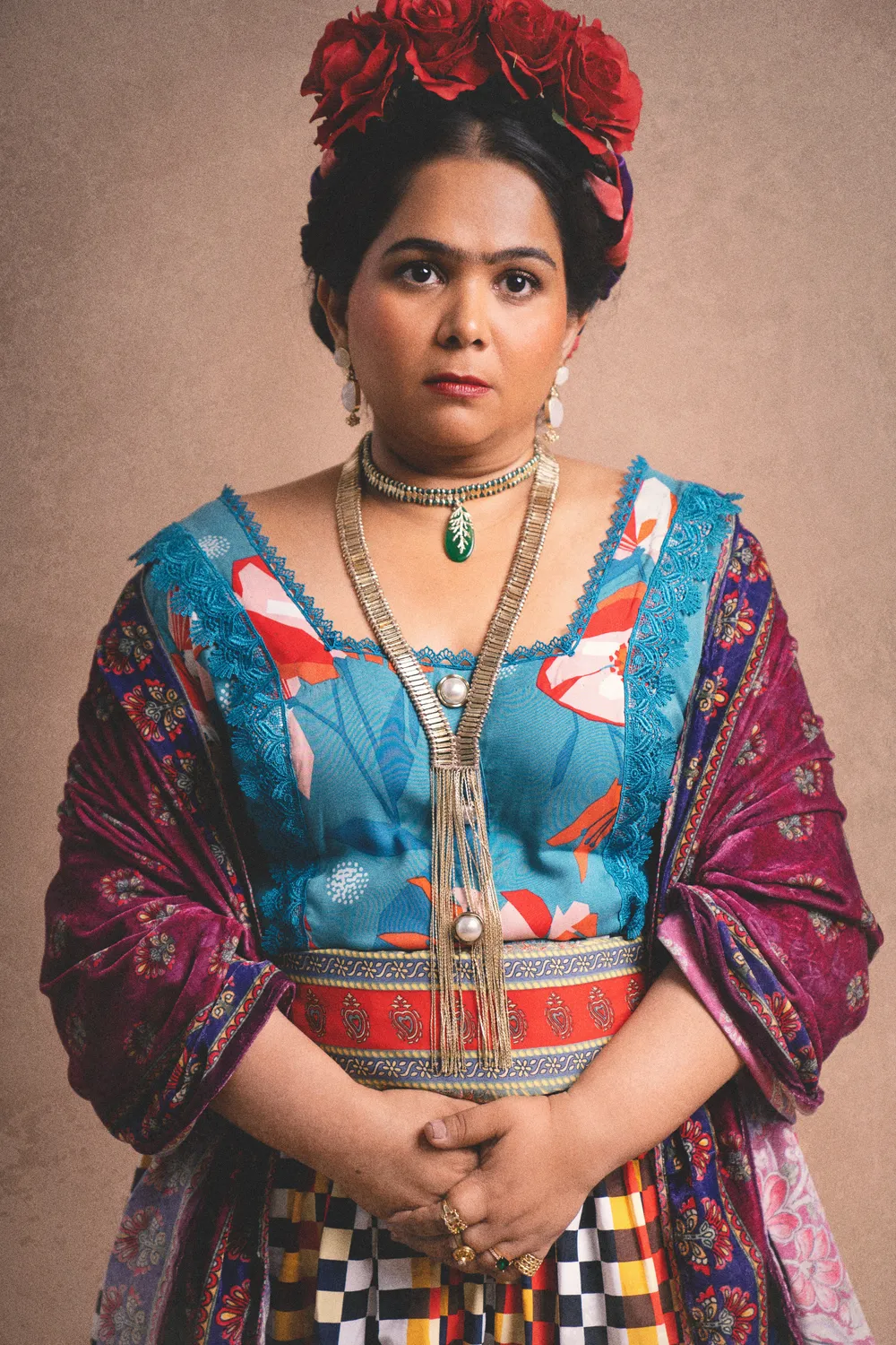 House of Tuhina Falak Leaf Stone choker verde foglia