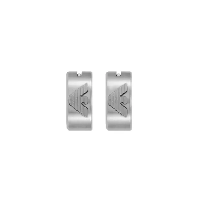 Emporio Armani orecchini cerchio acciaio argento uomo