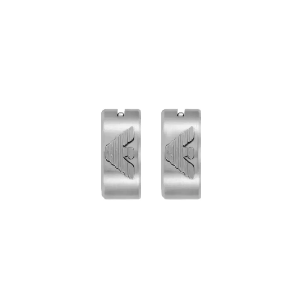 Emporio Armani orecchini cerchio acciaio argento uomo