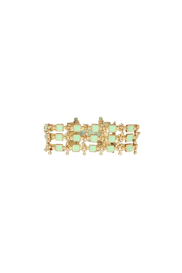 House of Tuhina Trajva Enamel River bracciale smalto menta fatto a mano
