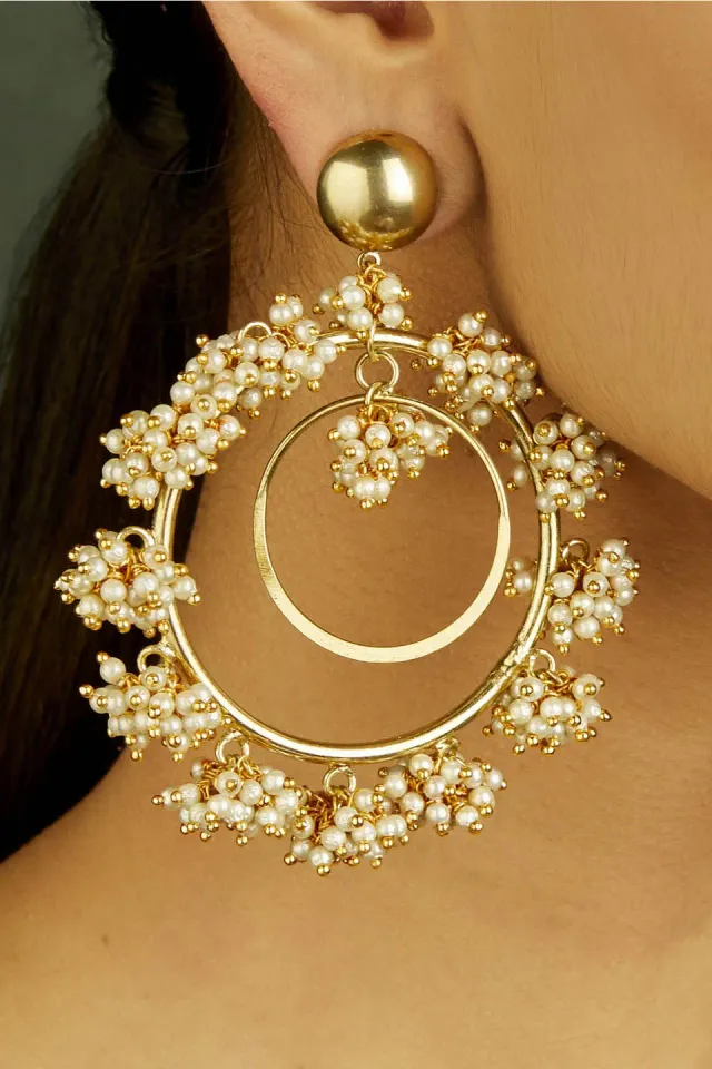 House of Tuhina Purnima Pearl orecchini perla oro