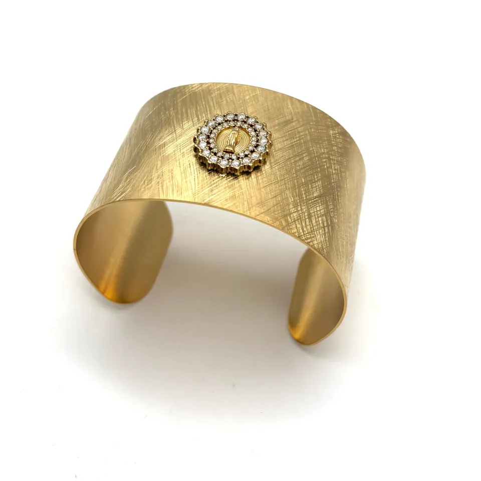 Ornamenta Madonna fascia bracciale acciaio dorato regolabile