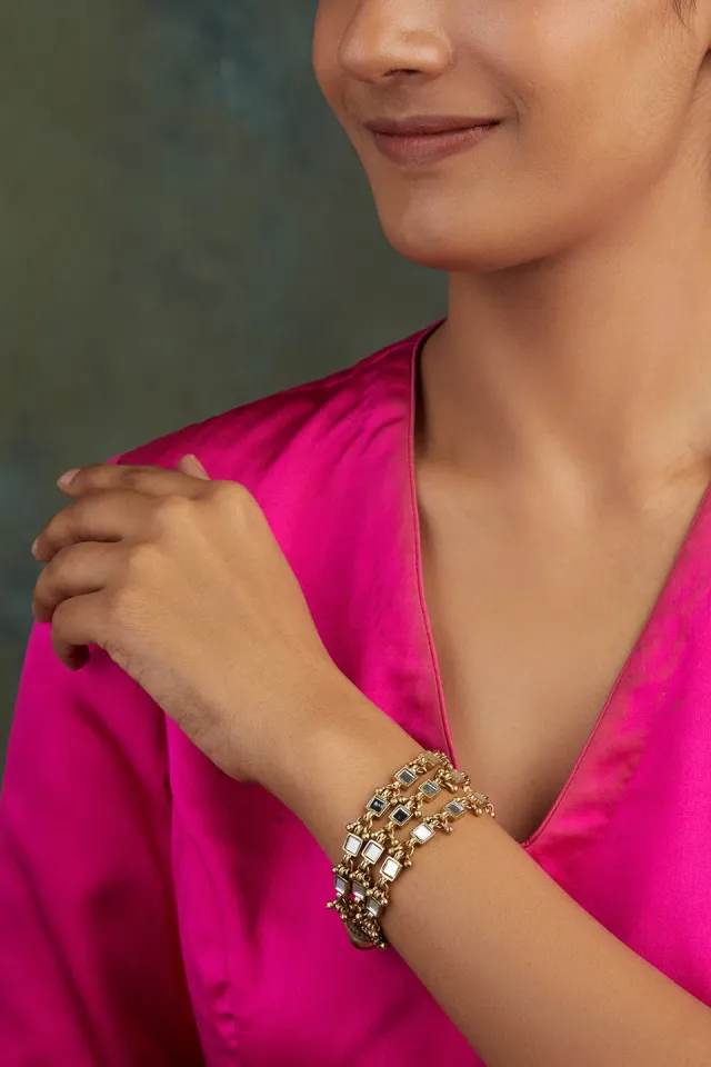 House of Tuhina Mirror River bracciale oro specchiato