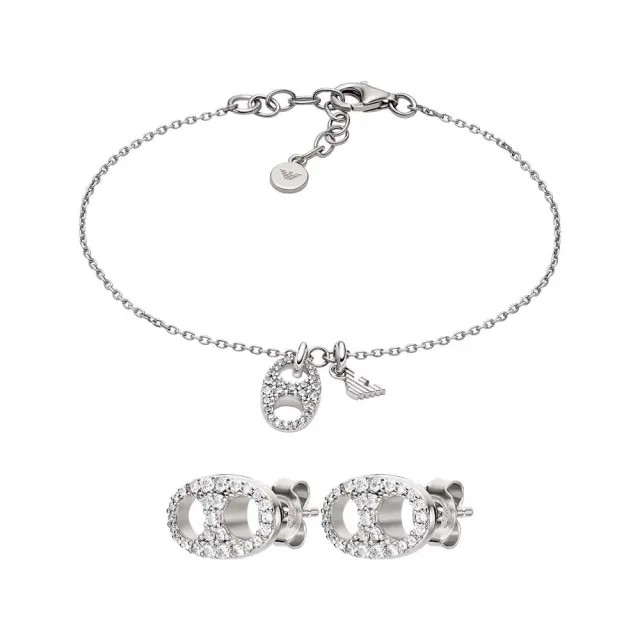 Emporio Armani set bracciale orecchini argento donna