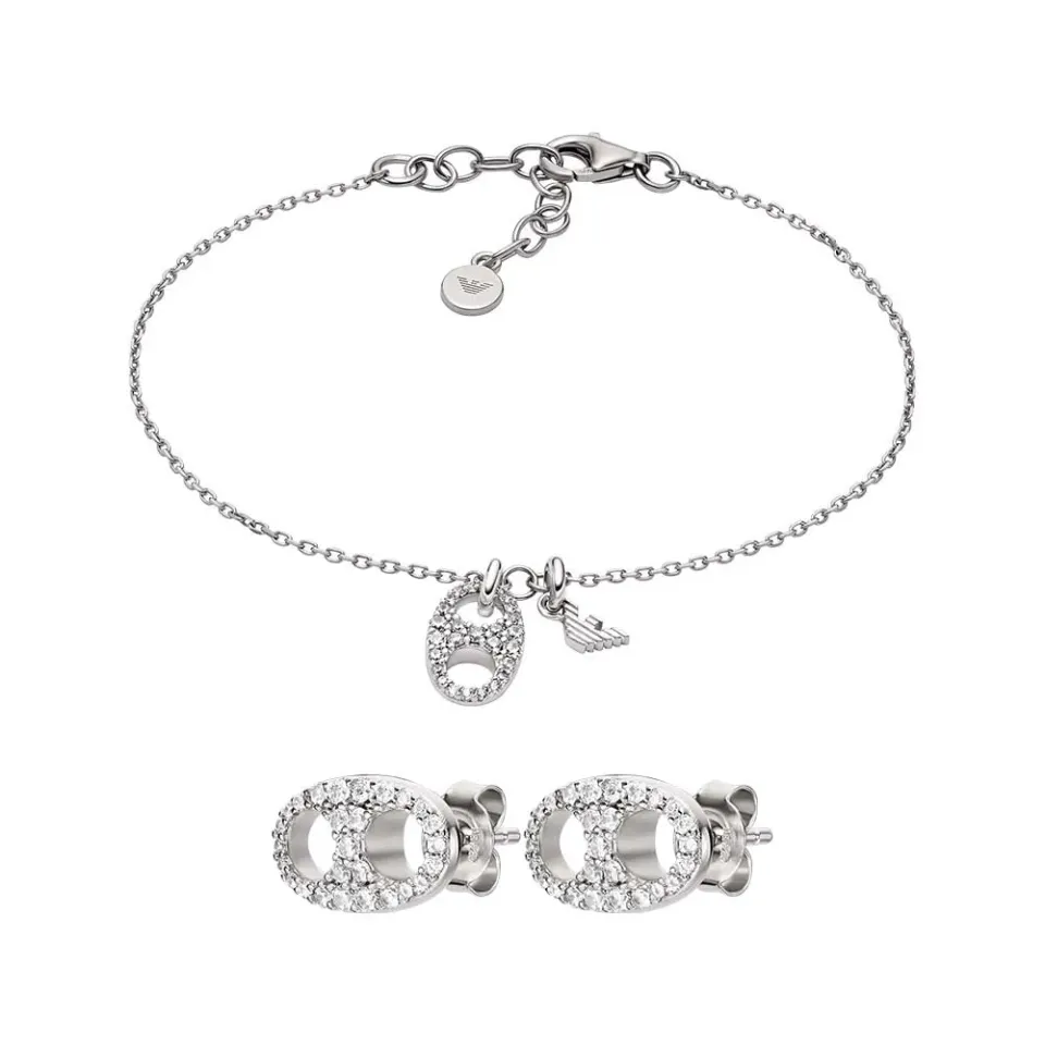 Emporio Armani set bracciale orecchini argento donna