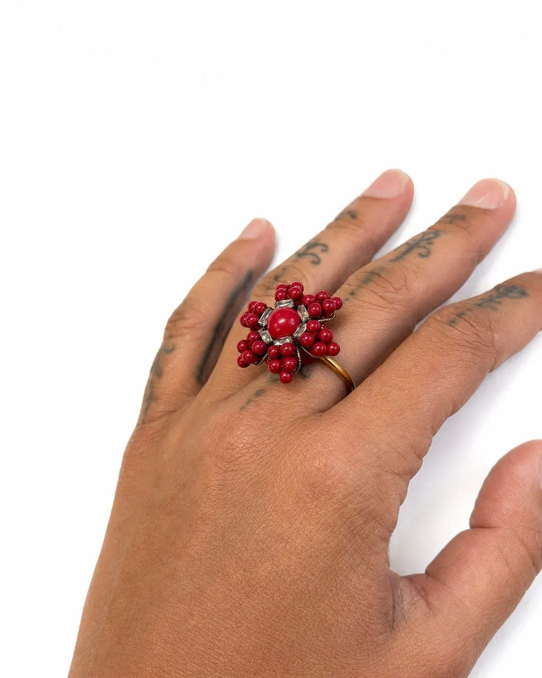 Rada Fiore Perline anello turchese cristalli