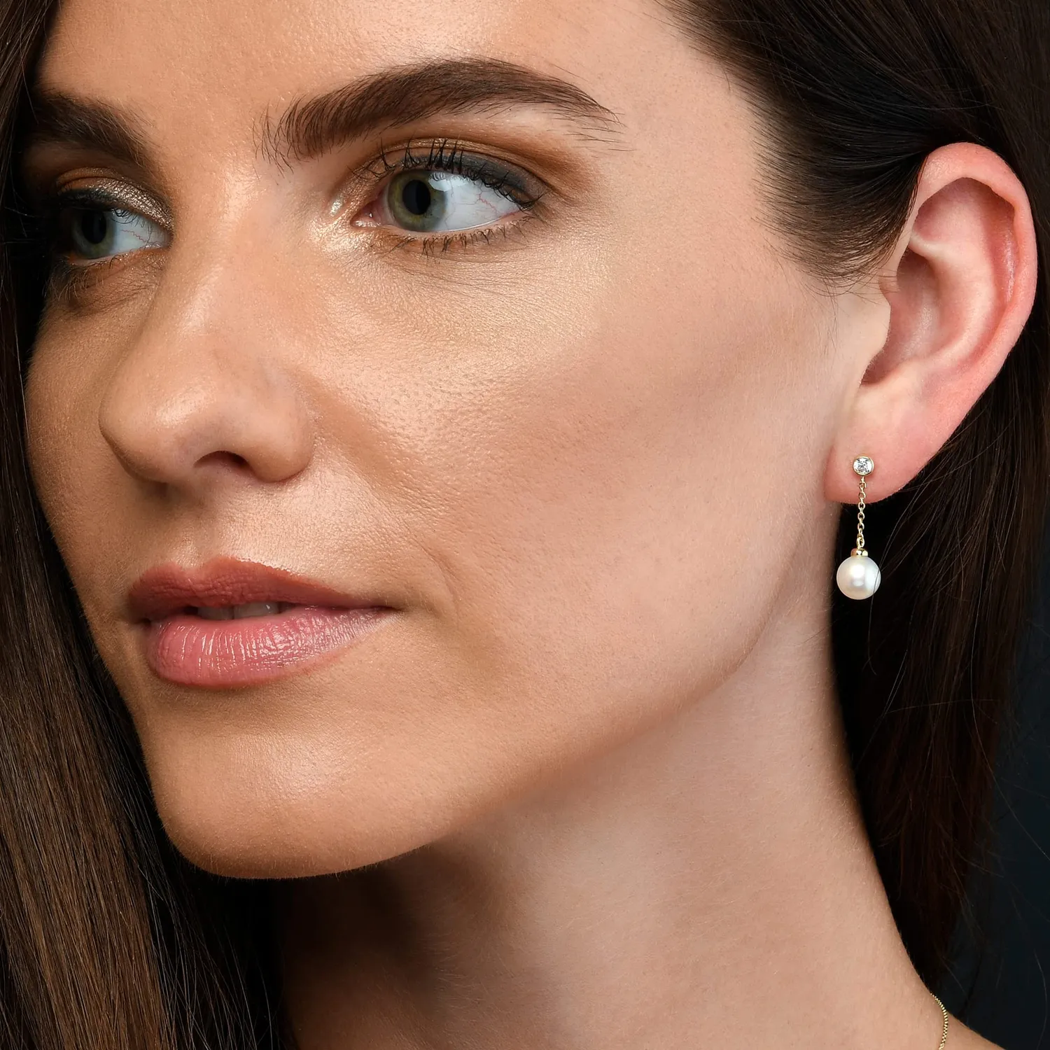 Diamond Treats Orecchini Pendenti Perle Oro 9K Zirconia