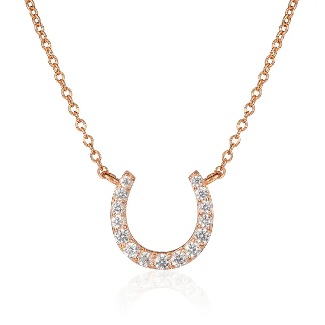 Diamond Treats Ferro di Cavallo Collana Oro Rosa portafortuna