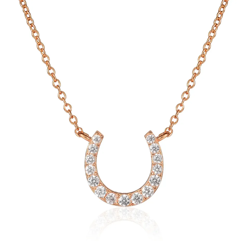 Diamond Treats Ferro di Cavallo Collana Oro Rosa portafortuna
