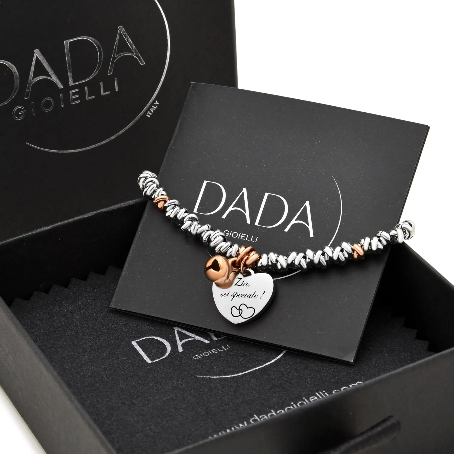 Dada Gioielli Bracciale Zia Cuore 17+3 cm Rodio Oro Rosa