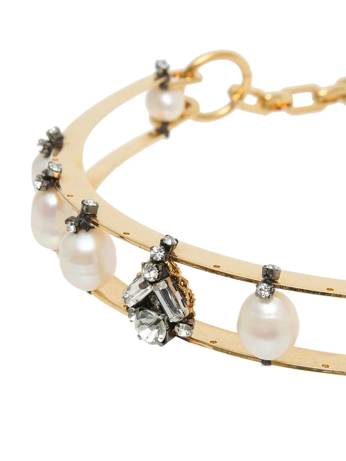 Rada choker rigido gold perle fiume strass
