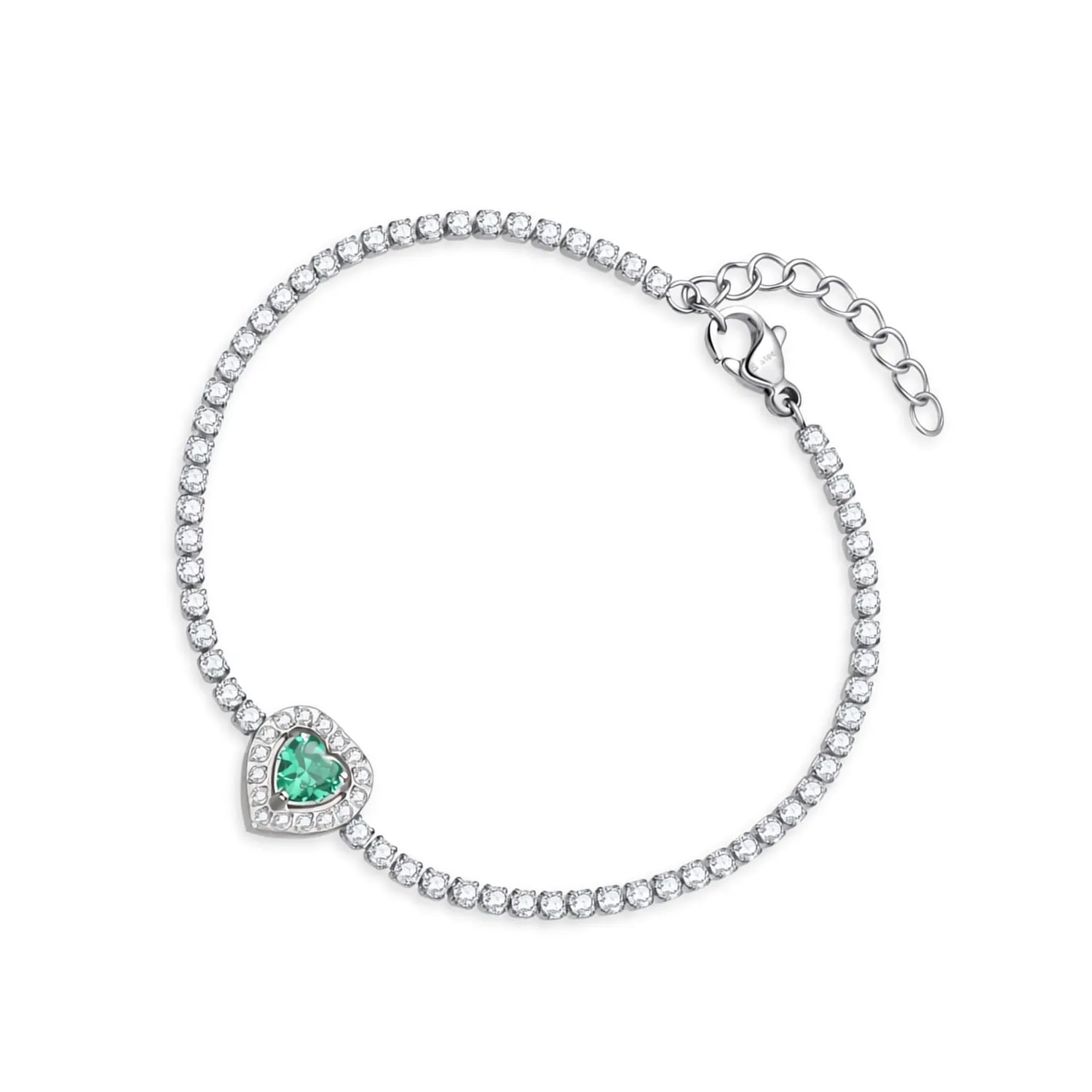 Dada Gioielli Tennis Cuore Bracciale Blu Zaffiro Acciaio