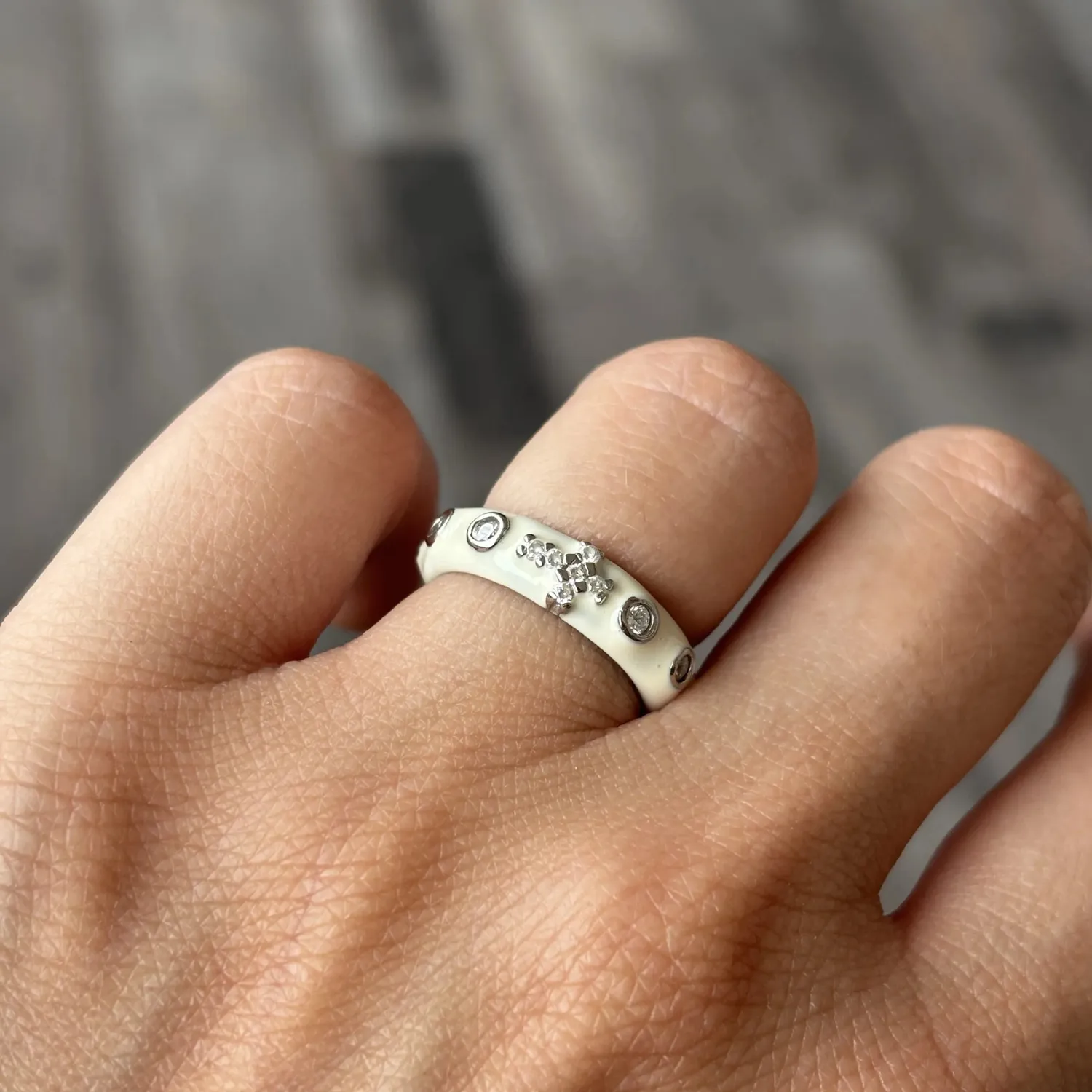 Ornamenta Rosario Smalto Bianco anello argento 925 misura 10