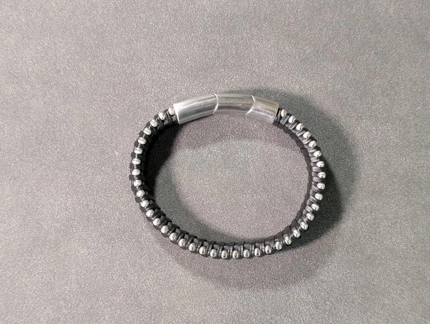 Dada Gioielli Bracciale Uomo Pelle Argento Satinato
