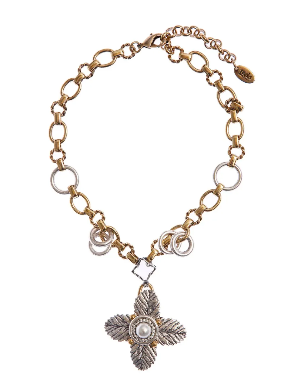Rada Croce di Foglie collana catena Mix Metalli